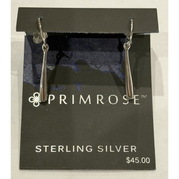 PRIMROSE LONG WATER DROPLET TEARDROP 925 STERLING SILVER DANGLE EARRINGS NEW NWT - Picture 3 of 5